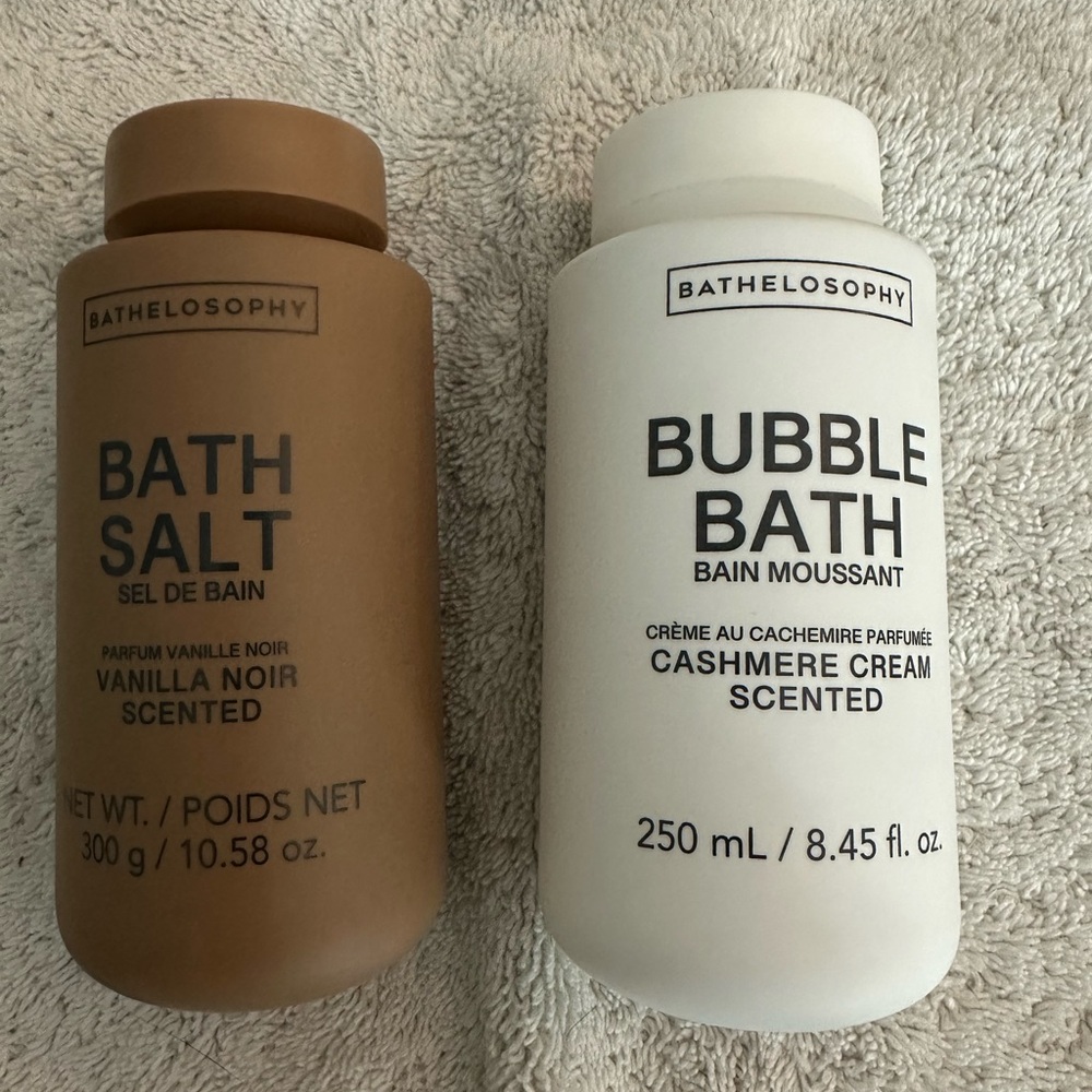 Bath Salt & Bubble Bath Set - White & Brown